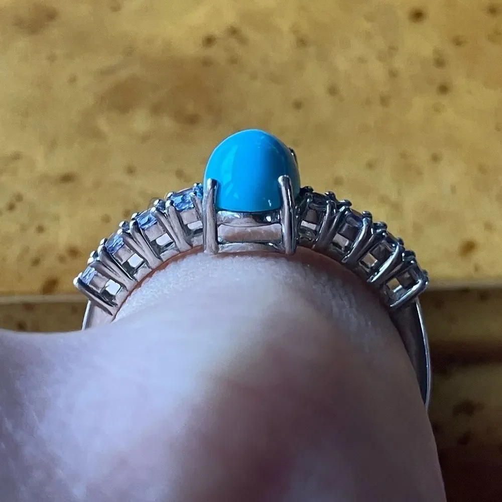 Sleeping Beauty Turquoise Tanzanite Sterling Silver Ring Size 9.75